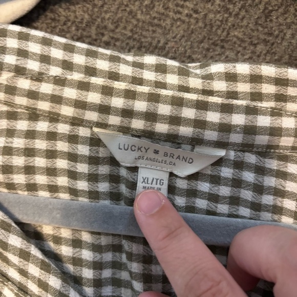 lucky brand gingham shortsleeve button down - Picture 4 of 5